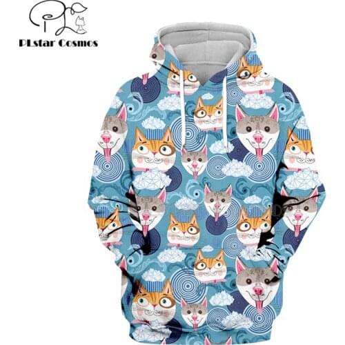 PLstar Cosmos animal cute CAT LOVE COLOR many cat and dog 3d hoodies/Sweatshirt Winter autumn Harajuku long streetwear