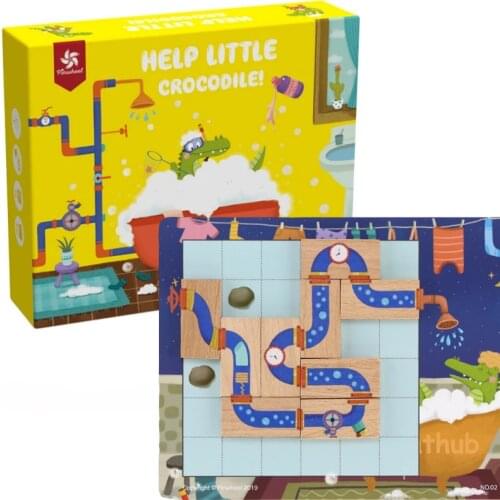 Connect The Pipes Puzzle Deluxe Wooden Logical Thinking Brain Board Game Featuring 30 Playful Challenges For Ages 4 And Up