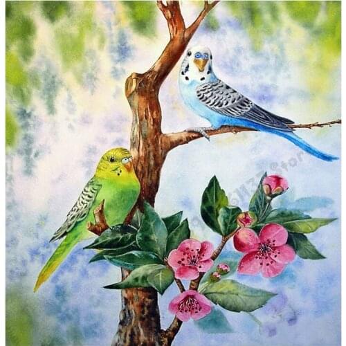 Full Squareround Drill Diamond Painting Birds on tree Diamond Embroidery Cross stitch Rhinestone Mosaic Decor Gift GG1485