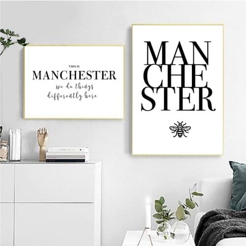 Manchester Worker Bee Canvas Painting Art Prints and Posters Quote Personalized Modern City Wall Picture Living Room Decoration