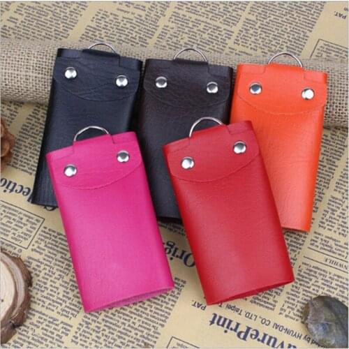 Women Wallet Fashion Gift Key Chain Organizer Leather Buckle Key Wallet Solid Color Simplicity Car Key Chain Women Men Key Bag