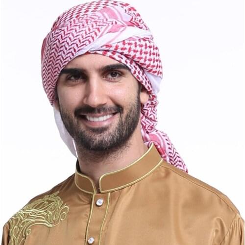 140x140CM 140x140CM Mens Headscarf Turban Hat Muslim Arab Dubai Retro Geometric Wavy Patterns Jacquard Square Scarf Shawl Hijab