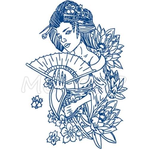 Juice Tattoo Sticker Japanese Style Girl Lotus Flower Waterproof Temporary Makeup Fake Tatoo for Women Men Lasting To 5 -15 Days