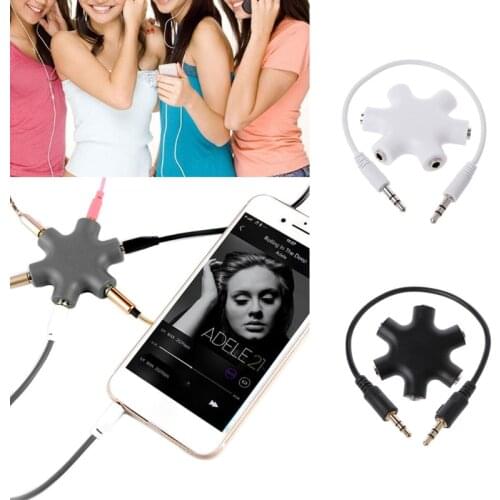 New 3.5mm Audio Splitter Hexagon 1 Male To 5 Female Headphone Earphone Share Distributor hot