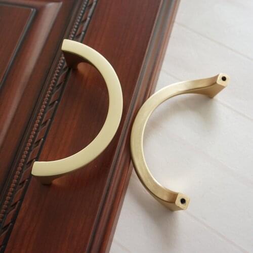 3.75" Semicircular Brass Door Handles Dresser Drawer Pulls Wardrobe Colset Handle Kitchen cabinet Handles Hardware 96mm