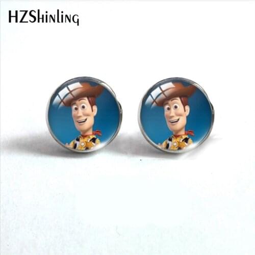 Toy Story Cartoon Glass Stud Earrings Cute Earrings 12mm Round Stud Glass Earrings Sweet Ear Accessories for Girls Gifts