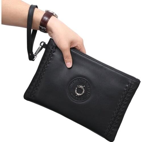 Wmnuo 2020 Clutches Bag Men Letter Thin Envelope Bag Hand Bag 100% Cow Genuine Leather Wallet For Male Clutch Business Wristlets