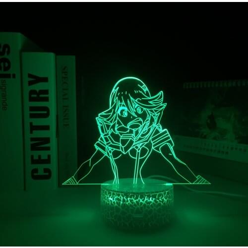 Kill La Kill Anime Ryuko Matoi 3D LED White Base Light for Bedroom Decor Nightlight Kids Birthday Gift Manga Table Lamp