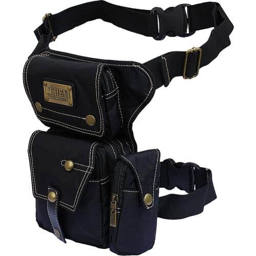 Waterproof Nylon Men Leg Fanny Pack Bag for Motorcycle Rider Punk Rock Travel Male Messenger Shoulder Belt Waist Pack Thigh Bags
