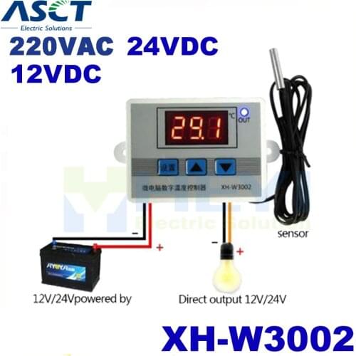 Waterproof Probe LCD Display 12V/24V/220V XH-W3002 ABS Digital Temperature Controller Switch With 1M