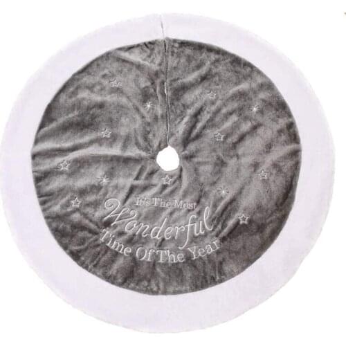 Christmas Tree Skirt, 48Inch Luxury Faux Fur Tree Skirt Large Grey Super Soft Tree Skirt For Xmas Holiday Decorations