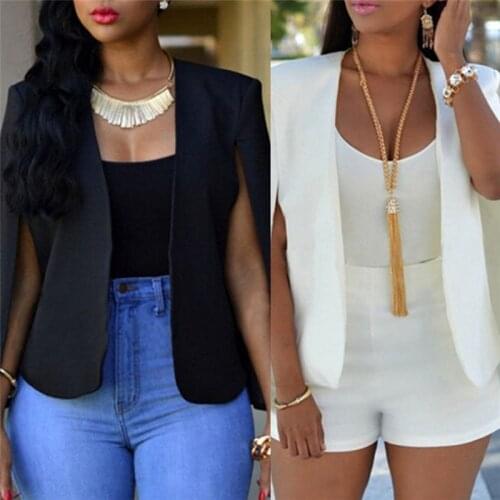 Womens Blazer Office Lady Coat Solid Long Sleeves Lapel Cape Poncho Female Elegant Jacket Womens Formal Suit Blazer