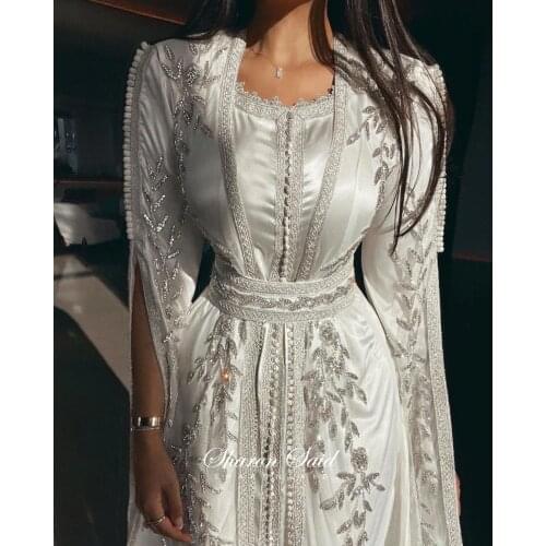 Luxury Dubai Moroccan Kaftan Evening Dresses for Women Wedding Engagement Gowns Long Sleeve Muslim Arabic Formal Party Dress