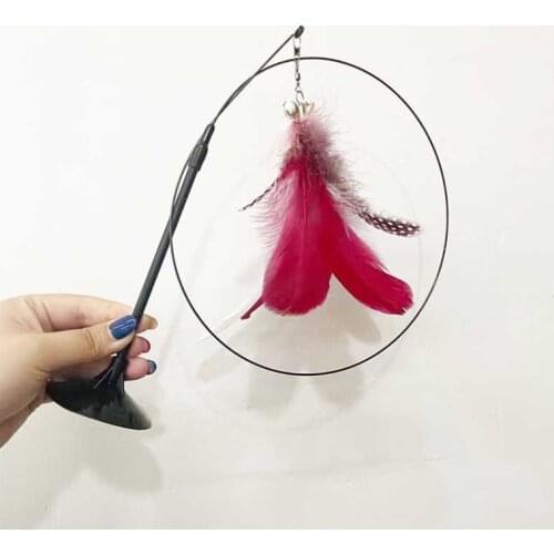 Usd 1.75/pc feather sucking toy for pet toy cat playing toy fishing rod sticks cat teaser 20pcs/lot