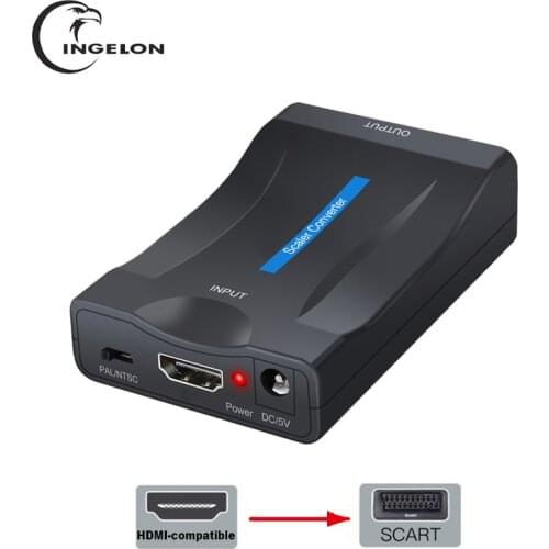 1080P HDMI to SCART Video Audio Upscale Converter Adapter for HDTV Sky Box STB for HD TV DVD for Sky Box STB Plug and Play