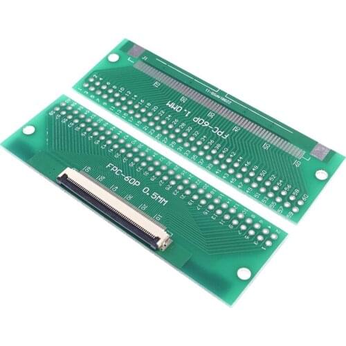 2 pcs DIY 60 PIN 0.5mm FFC FPC Connector adapter to 2.54mm Space 1' pitch through hole DIP PCB adapter solder