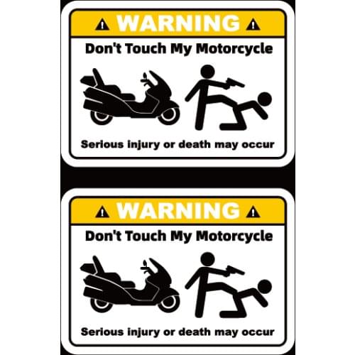 2 Pcs Do Not Touch My Motorbike Motorcycle Waterproof Reflective Warning Mark Stickers 8cmx5.6cm