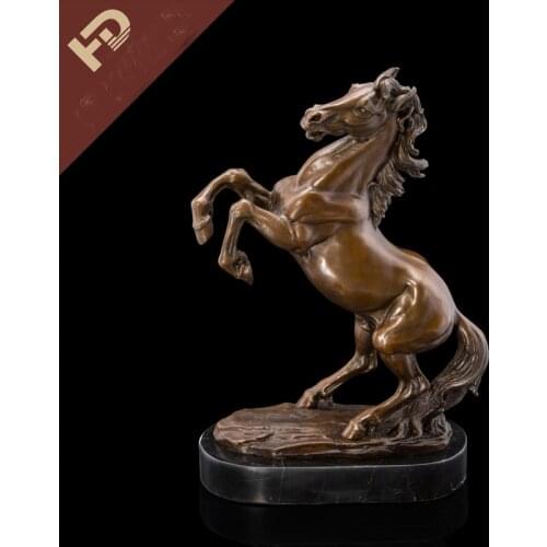 37CM LARGE # High-grade Business crafts-efficacious Mascot bring wealth fortune Good luck FENG SHUI brass horse statue Sculpture