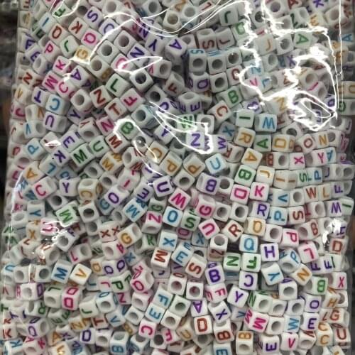 6*6 mm loose cube colorful alphabet letter beads for jewelry making 500 grams per bag