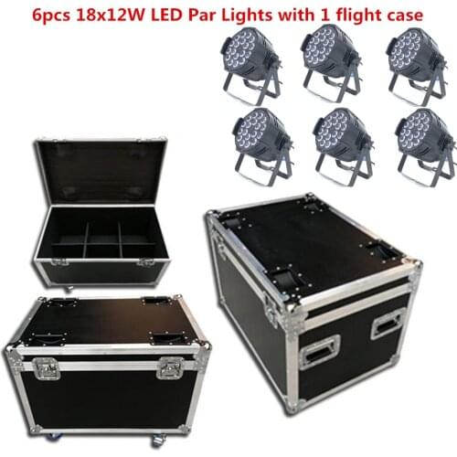 6pcs 18x12W LED Par Lights with 1 flight case Led Par Light RGBW 4in1 LED Par LED Luxury DMX 6/8 Channels Led Flat Par Lights