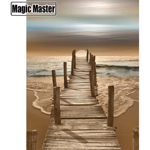 Diy Diamond Painting Beach Bridge Cross Stitch Full Diamond Embroidery Needlework Diamond Mosaic Home Decor