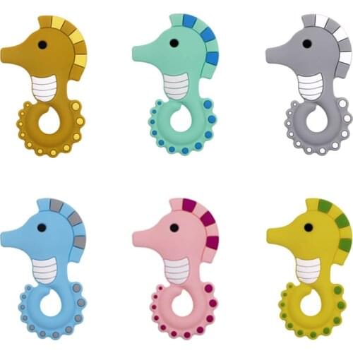 Kovict 1pcs Hippocampus Baby Silicone Teether BPA Free Food Grade Silicone Pandents DIY Pacifier Chain Accessories Baby Molar To