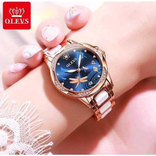 OLEVS Womens Automatic Mechanical Watch Ladies Watch Women Luxury Dress Stainless Steel Fashion Women Watches TOP Brand 2020