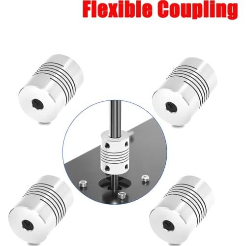 Silver Couplings 6.35x 6.35/8/10mm Flexible OD 19x25mm 3d part CNC Motor Jaw Shaft Coupler 5mm To 8mm wholesale Dropshipping