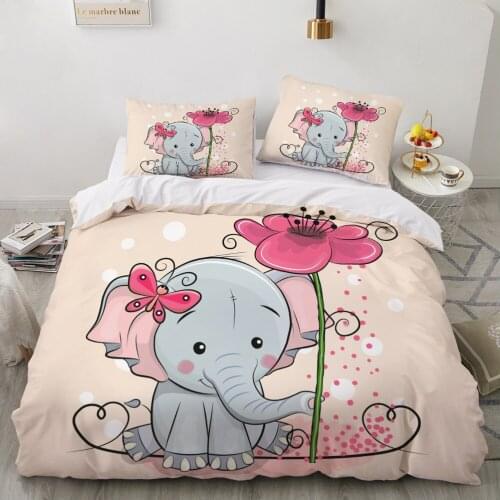 Kids Bedding Set for baby cartoon duvet cover set for home bed linen bedclothes family sets Euro 7 piece elephant cute