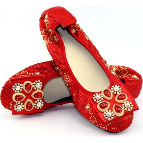 Doershow factory price African sandals with sequins for party,nice RED design ladies shoes!HLK1-4