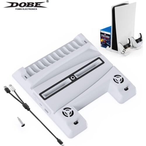 DOBE For PS5 Dual Controller Charge Console Vertical Cooling Stand Fast Charging Dock Cooler For SONY Playstation5 Disc/Digital