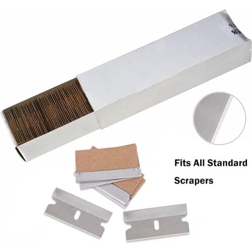 EHDIS 100pcs Metal Blades Razor Scraper Glue Sticker Remover Glass Cleaner Shovel Carbon Steel Blade Car Widnow Tinting Tools