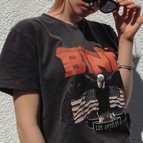Eagle Print T-shirt Graphic T-shirt Harajuku Los Angeles Cotton Flag Summer Top Woman Tshirts