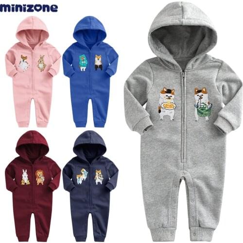 Bodysuit warm hoodie Minizone Newborn Baby Girl Boy Autumn Clothes Cute Baby Kid Long Sleeve Cotton