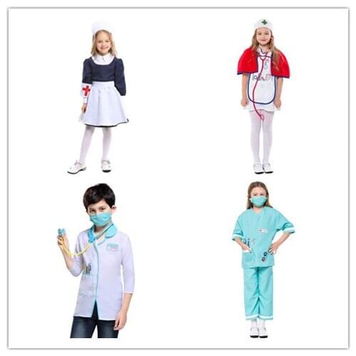 Doctor Costumes Girls Nurse Cosplay Fancy Dress Kids Maid Costume Children Medical Uniform Boy doctor uniform