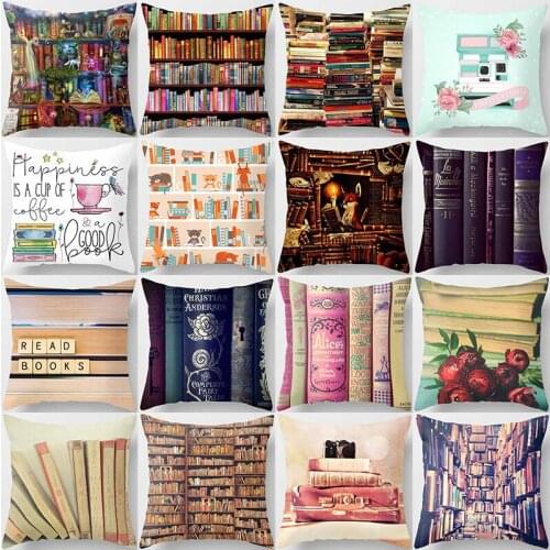 Beautiful World famous books pattern pillow cases short plush high quality thick pillow case covers 45cm by 45cm
