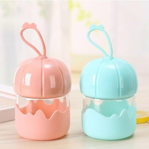 180ML Adult Baby Creative Glass Bottle For Water Mini Pumpkin Cups Hand holder Cups Anti-scald Silicone Bottle Cute Drinking Cup