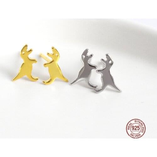 LKO 925 Sterling Silver Cute Animal Dinosaur Modelling Simplicity Stud Earrings New Fashion Personality Ear Jewelry For Women