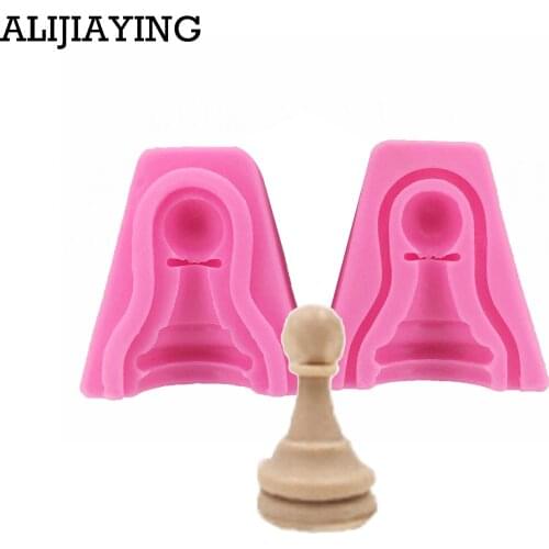 M0762 2pcs/set International Chess King Queen Knight Rook Pawn Bishop Double-Sided Fondant Cake Chocolate Molds Kitchen Baking