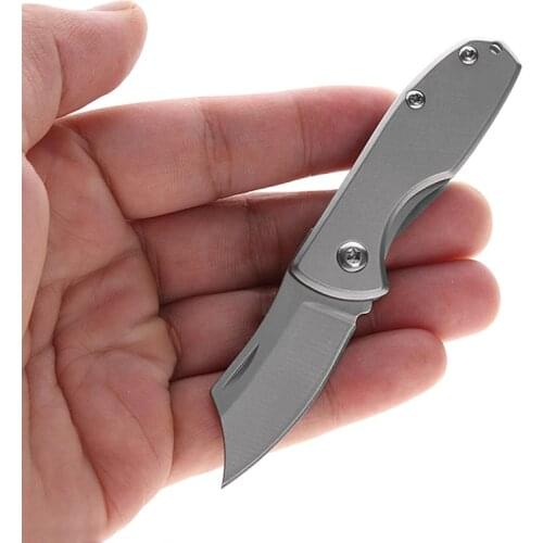 Mini Folding Knife a sharp 440C Steel Small Pocket Knife Grey titanium handle Outdoors Survival Knife EDC Tool