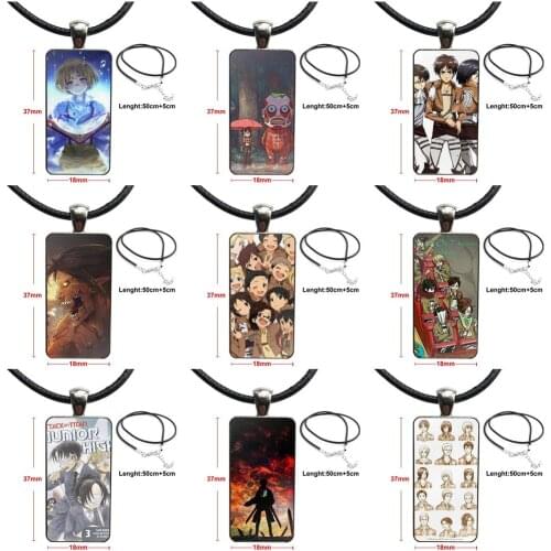 Attack On Titan Comic Brand Steel Color Jewelry Fashion Statement Necklace Glass Necklaces Pendants For Women Kids Gift