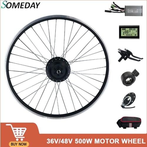 48V500W 36V500W Ebike Conversion Kit Front Rear Brushless Gear Hub Motor Wheel 16"20"24"26"27.5"28"29"700C Electric Bicycle Kit
