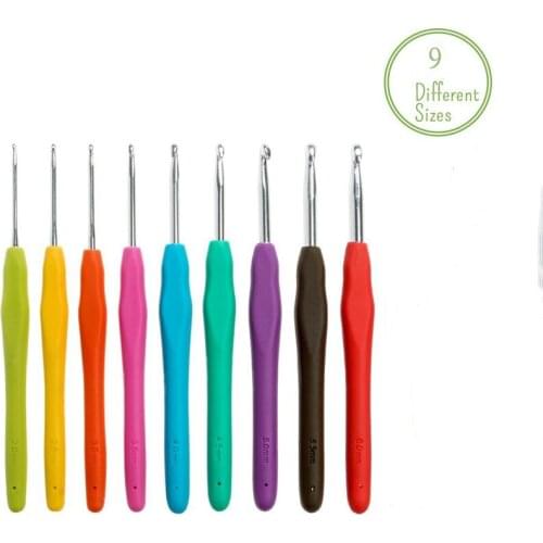 9Pcs Crochet Hooks Set Long Solid Handle Crochet Needles Yarn Weave Knitting Needles Set Home Art Sewing Accessories
