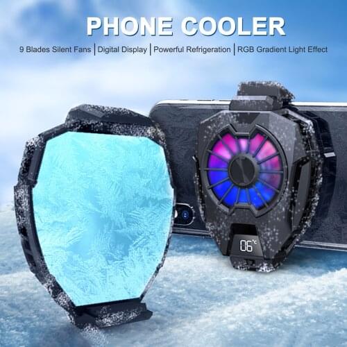 Cooler Phone Poweful Cooling Radiator with Digital Display Gradient Light Effect Semiconductor Heatsink Mobile Phone Radiator