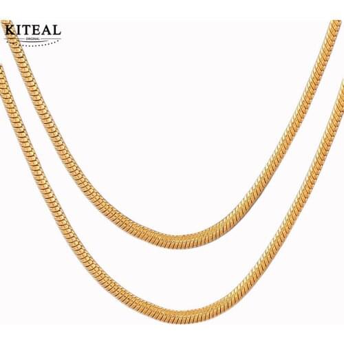 KITEALGold Vermeil Girl Necklace on the neck Snake chain.Sweater chain vintage necklace Engagement Wedding Jewelry Accessories
