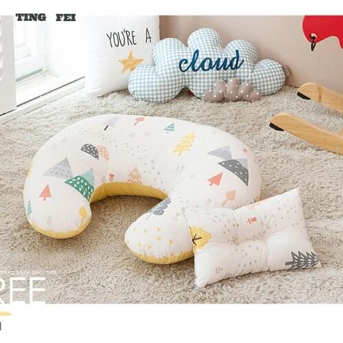 2 Pcs Pure Cotton Cartoon Baby Nursing Pillow Breastfeeding Pillow Anti-spitting Milk U-shaped Pillow for Infants and Toddlers