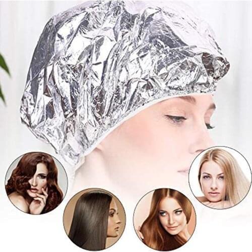 Professional Shower Cap Heat Insulation Aluminum Foil Hat Elastic Bathing Cap for Women Hair Salon Bathroom