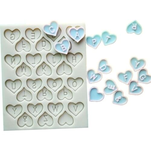 Heart Letters Silicone Molds Baby Birthday Fondant Cake Sugarcraft Chocolate Gumpaste Candy Clay Moulds Decorating Tools