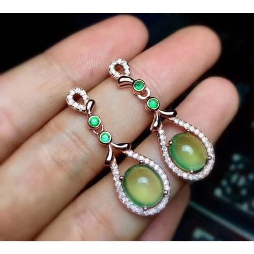 Fashion grape green prehnite earring for women earring silver earrings natural gem grape color girl birthday party gift