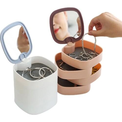 4 Layers Jewelry Box Rotation Jewellery storage Earring Boxes Packaging Storage Display Case Organizer for Home Travel Girl Gift
